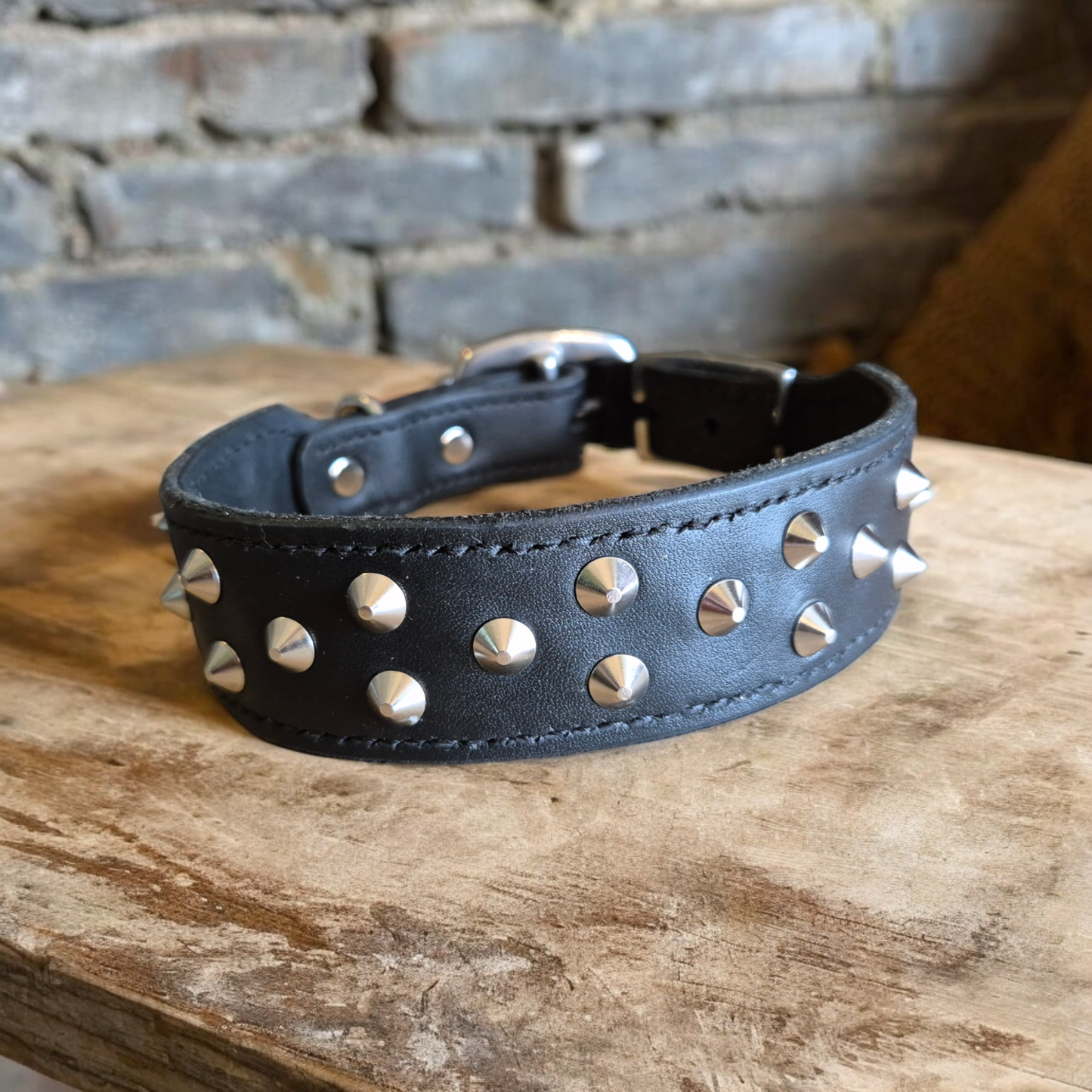 Studded 3.8cm wide collar