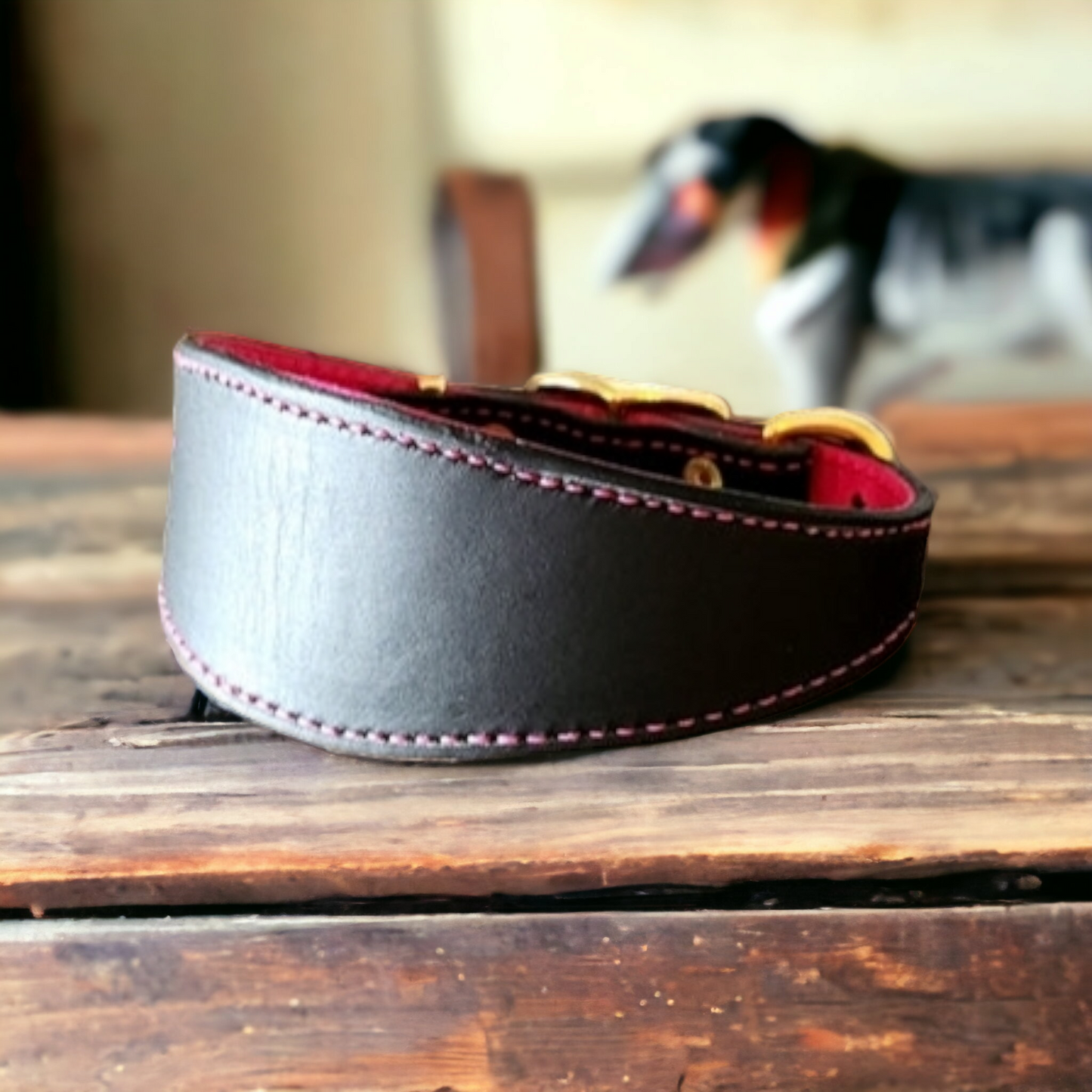 Lined leather hound collars