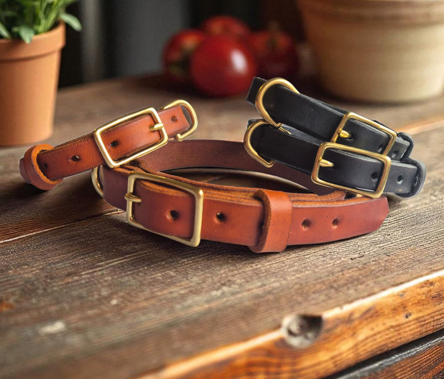 Country style dog collars with rectangle buckle