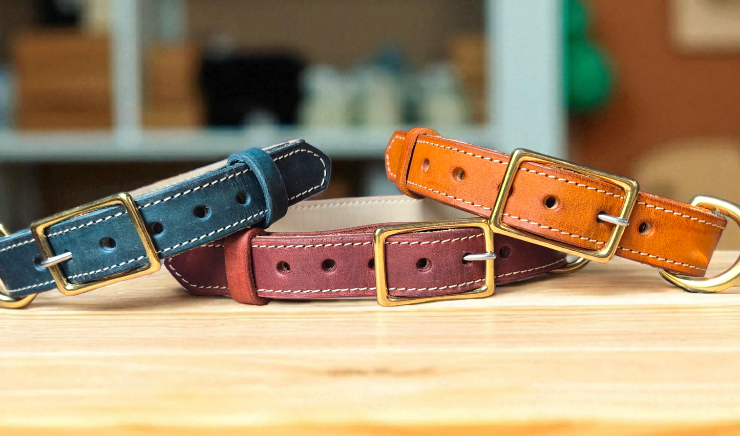 20mm Country Style Lined leather dog collar
