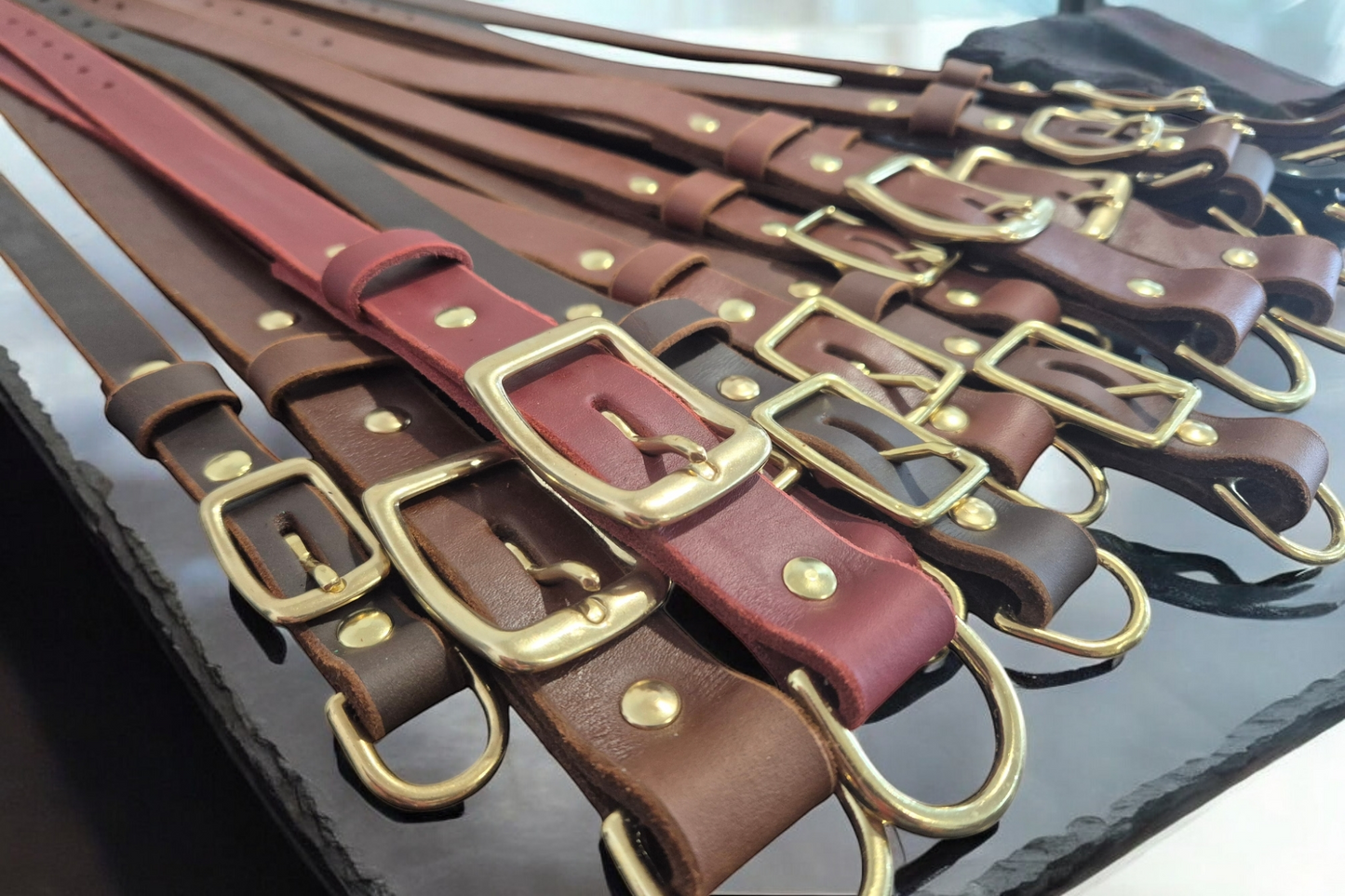 Country style dog collars with rectangle buckle