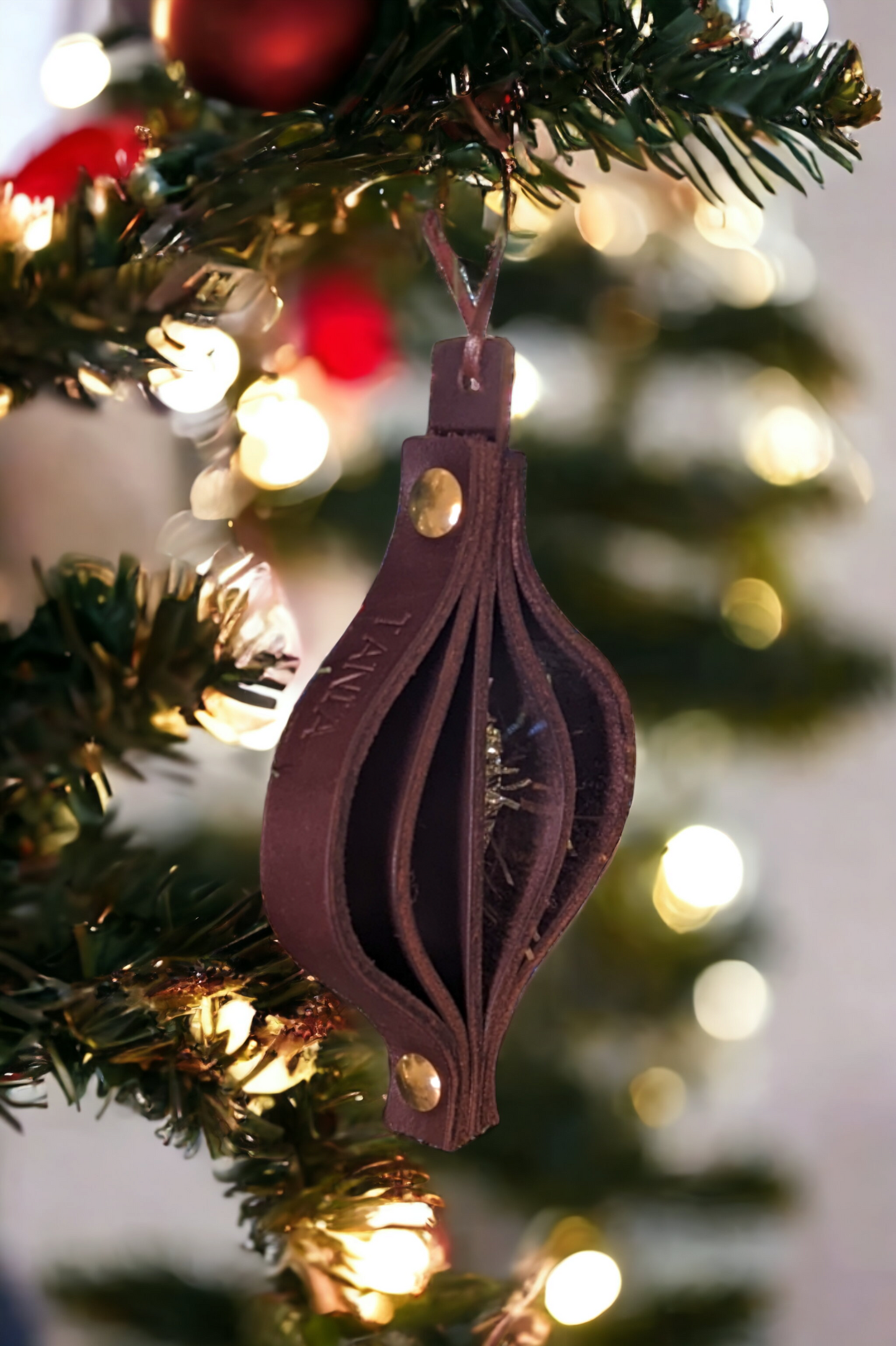 Leather Christmas lanterns set of 4