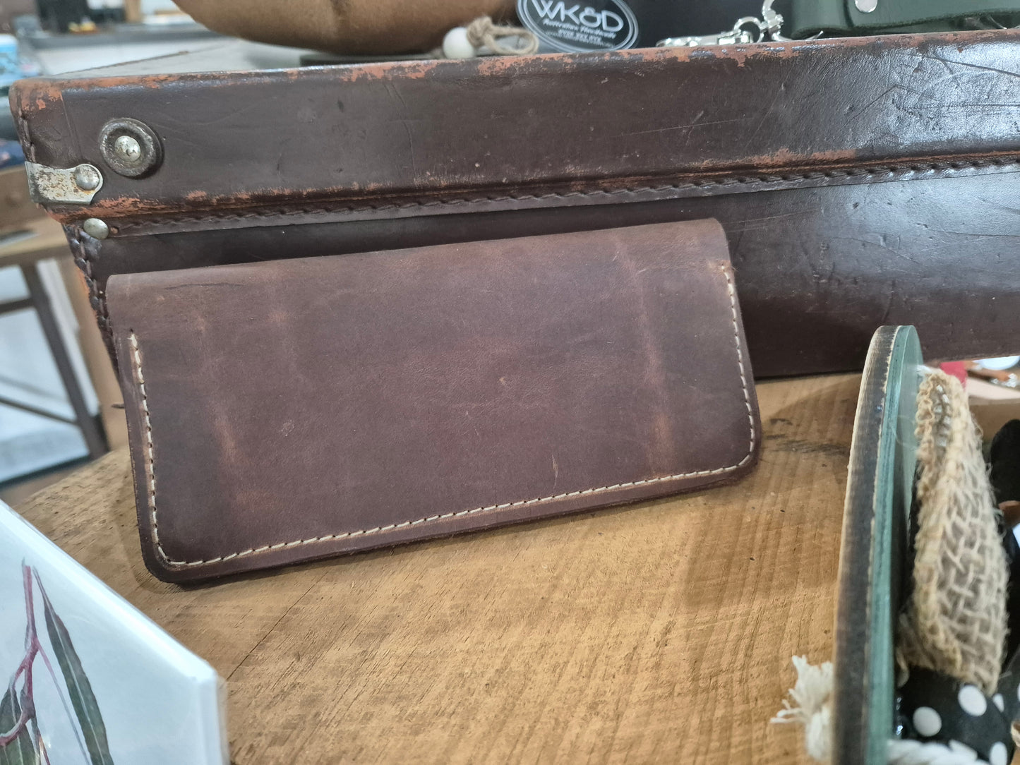 Tan Australian leather phone wallet