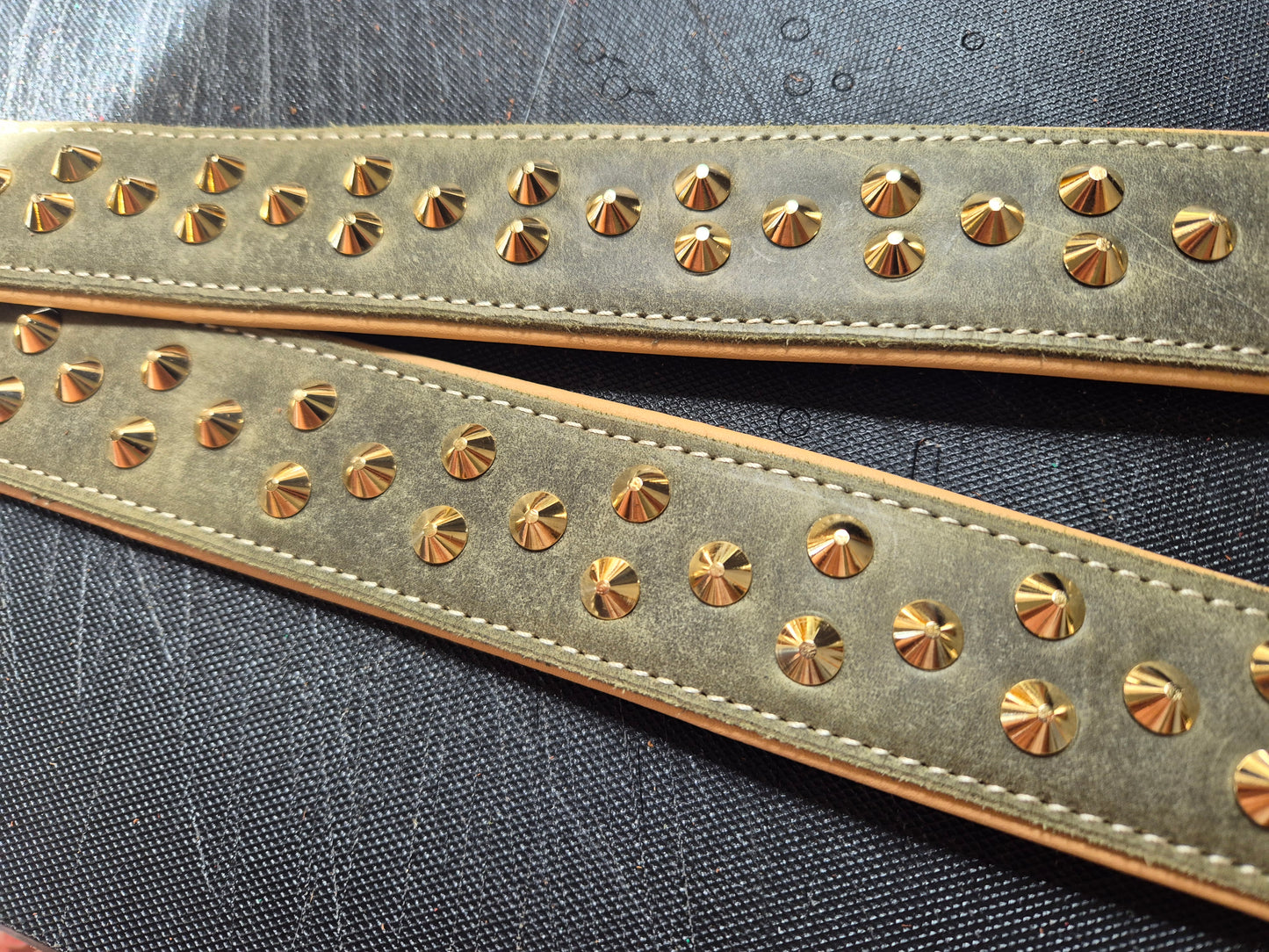 3.8cm wide studded leather dog collars