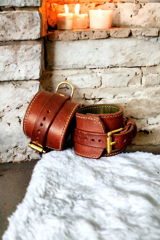 Leather bondage cuffs