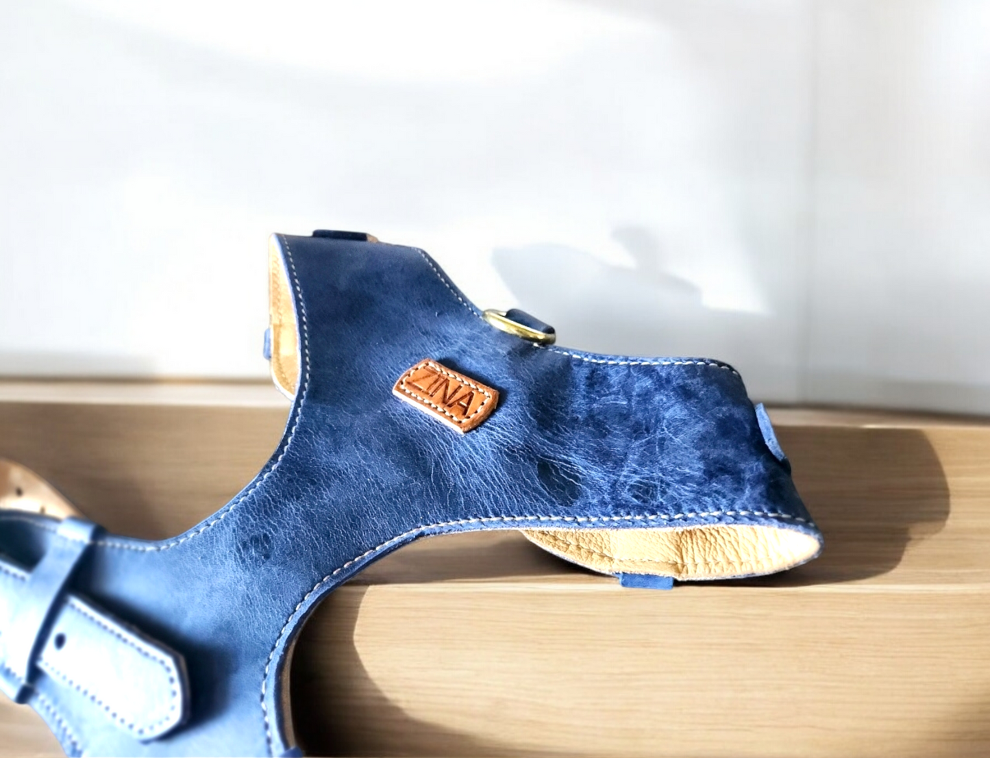 "Amelia" Blue Australian leather dog harness