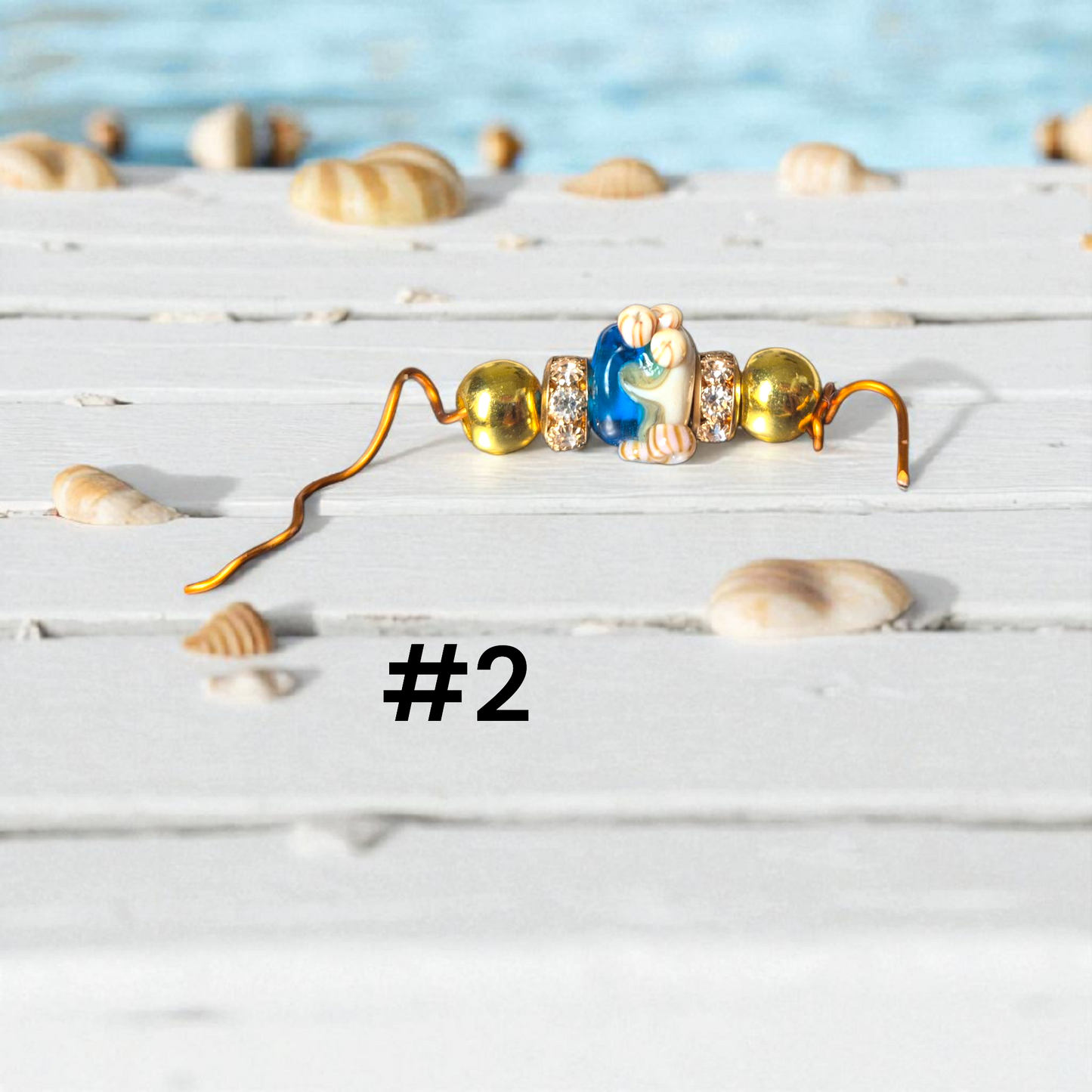 Handmade lampwork bead set braided show slip leads