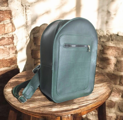 Teal leather backpack