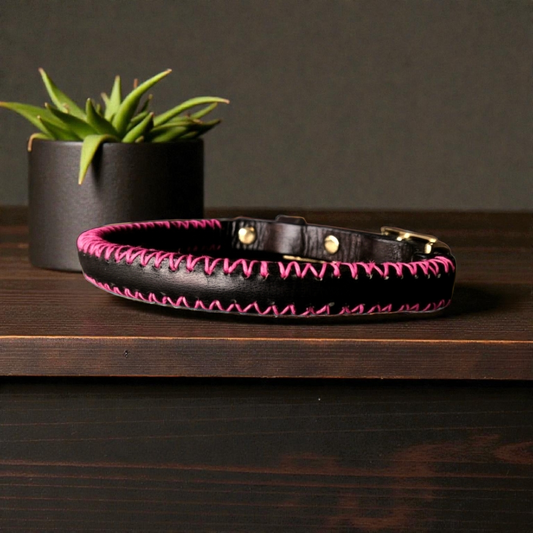 Pink stitched Rolled country style collars 1.6cm wide