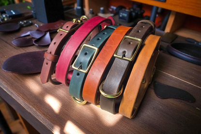 Country style dog collars with rectangle buckle