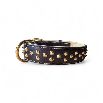 3.8cm wide studded leather dog collars