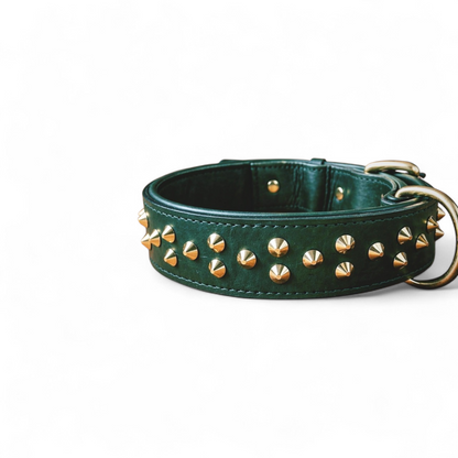 3.8cm wide studded leather dog collars