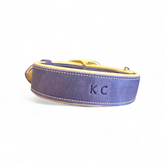3.8cm wide luxury lined leather dog collars