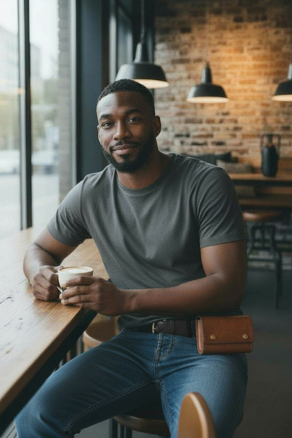 Leather belt pouch with Belt Loop