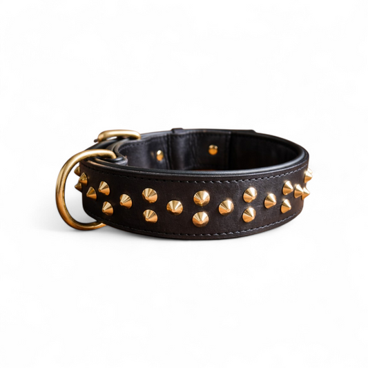 3.8cm wide studded leather dog collars