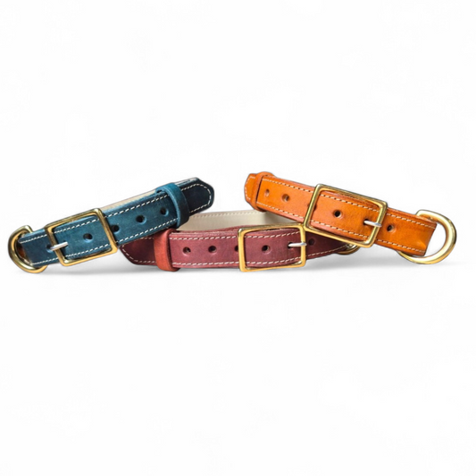 16mm Country Style Lined leather dog collar