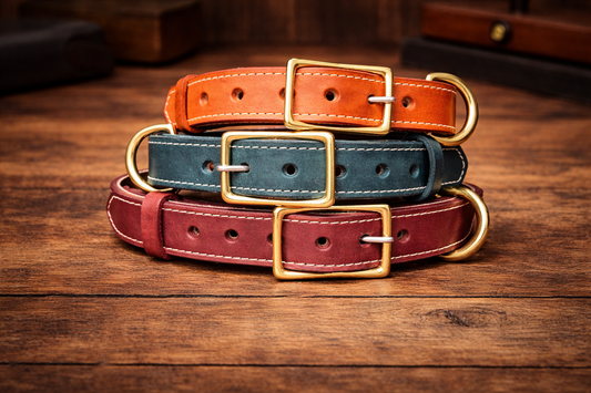 25mm Country Style Lined leather dog collar