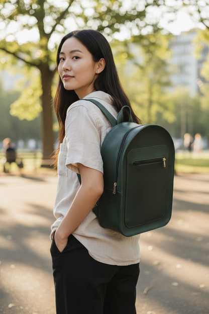 Teal leather backpack