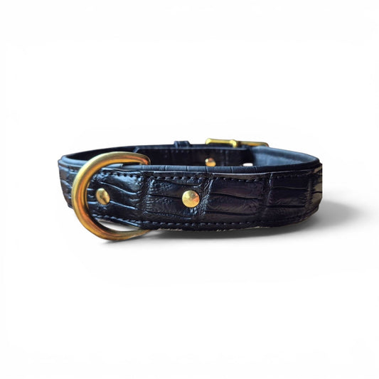 16mm Australian Crocodile skin Middle d ring leather dog collars