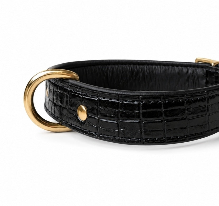 25mm Australian Crocodile skin Middle d ring leather dog collars