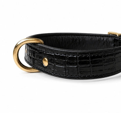 25mm Australian Crocodile skin Middle d ring leather dog collars