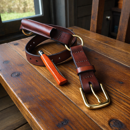 3cm wide Hobble belt with knife pouch