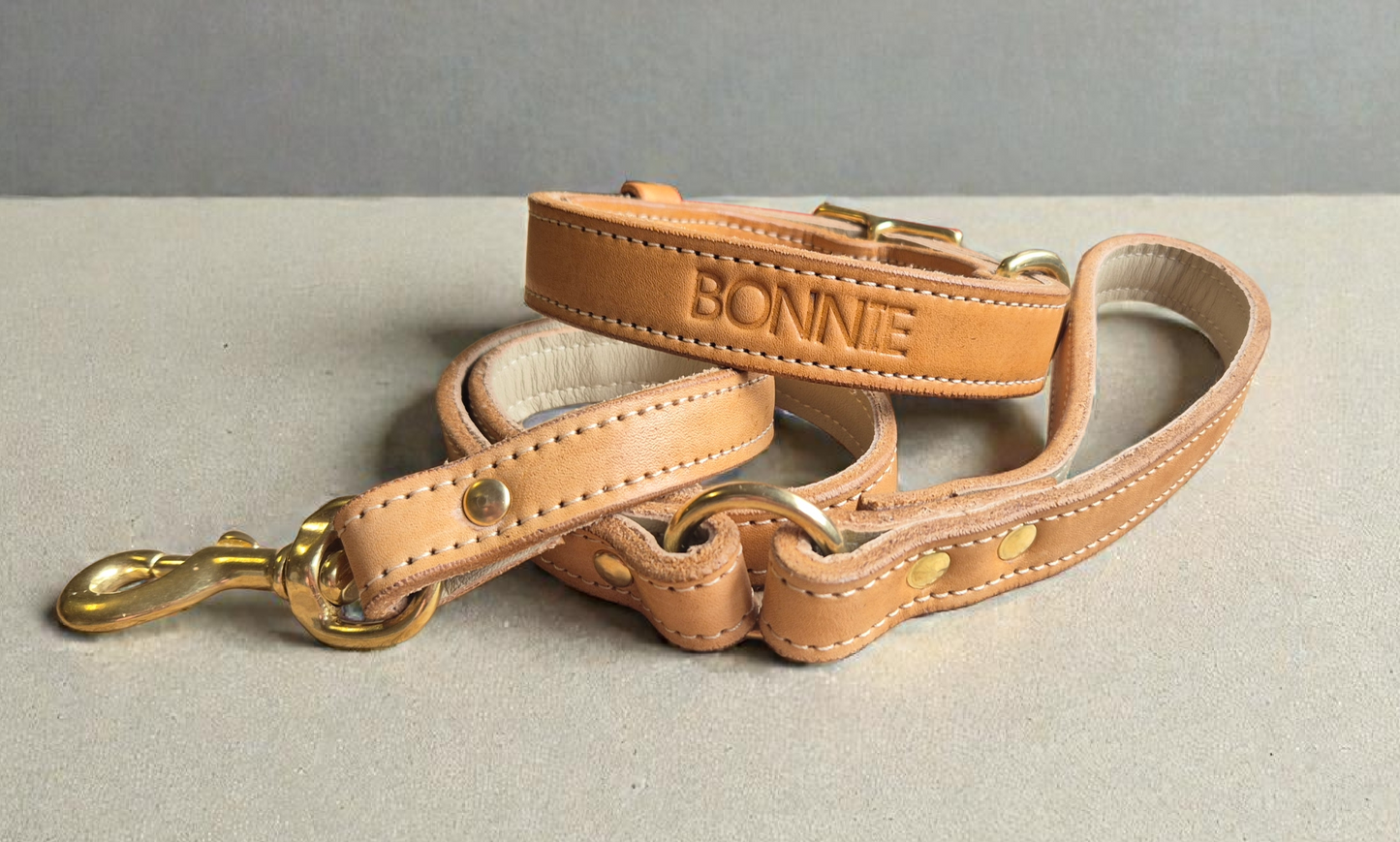 25mm Country Style Lined leather dog collar