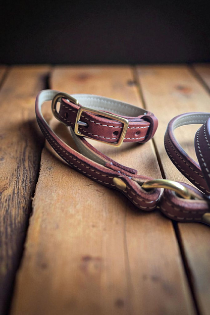 Country Style Lined leather dog collar