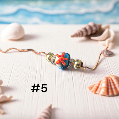 Handmade lampwork bead set braided show slip leads