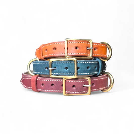 20mm Country Style Lined leather dog collar